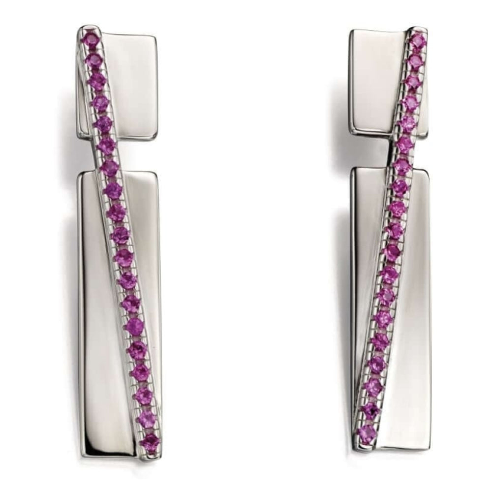 Silver Pink CZ Par Earrings