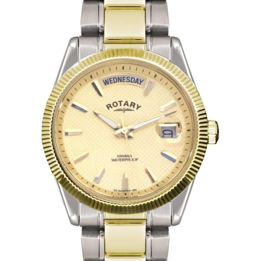 Two Tone Gold Plated Gents Bracelet Wristwatch