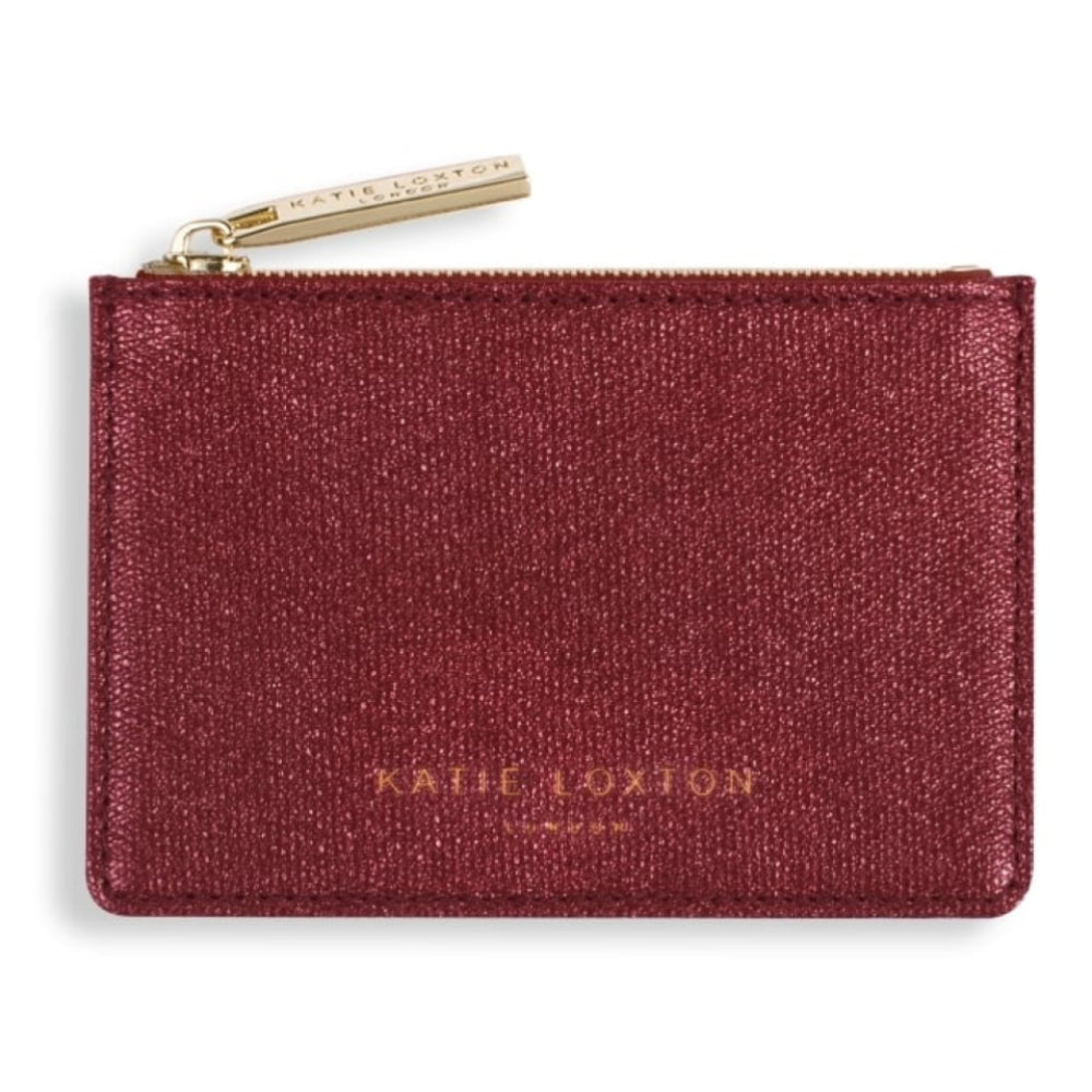 ALEXA METALLIC CARD HOLDER with small zip for coins - red shimmer - 7.7x10.7x1.3cm