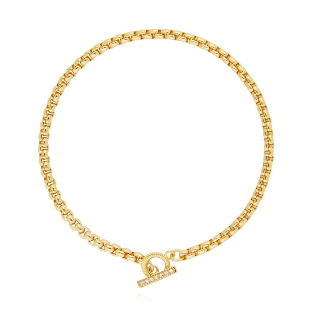 Halo Gold T Bar 18cm Bracelet