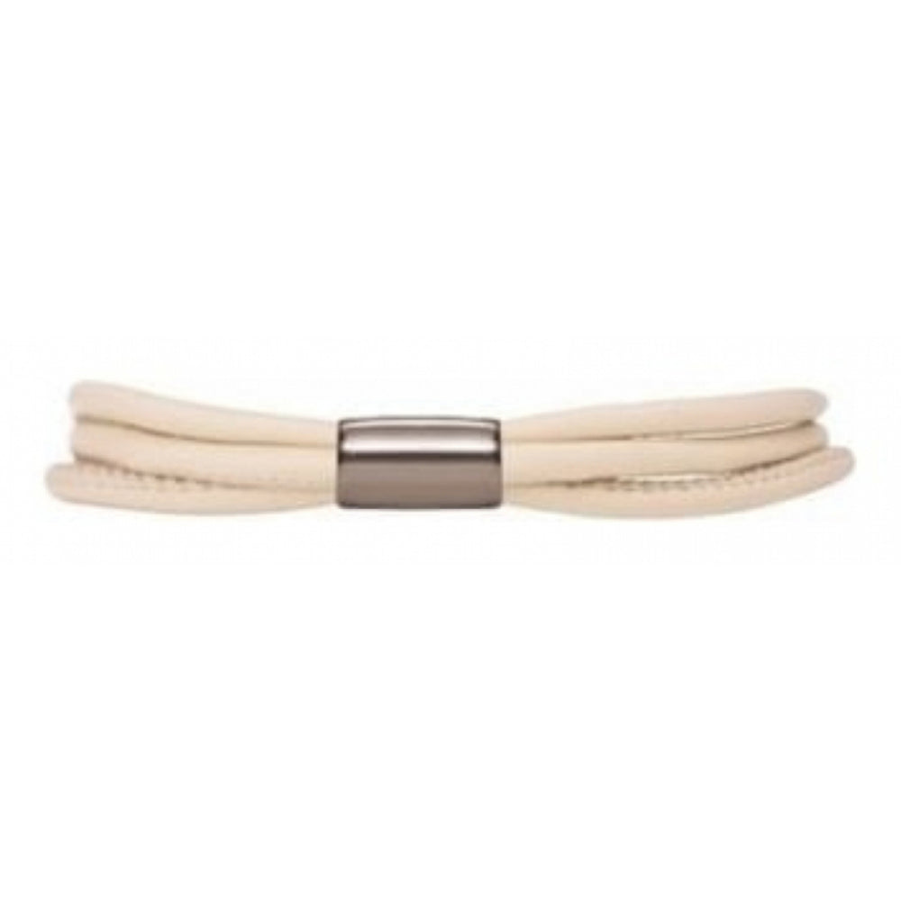 Three String Single Band Cream Leather Bracelet
