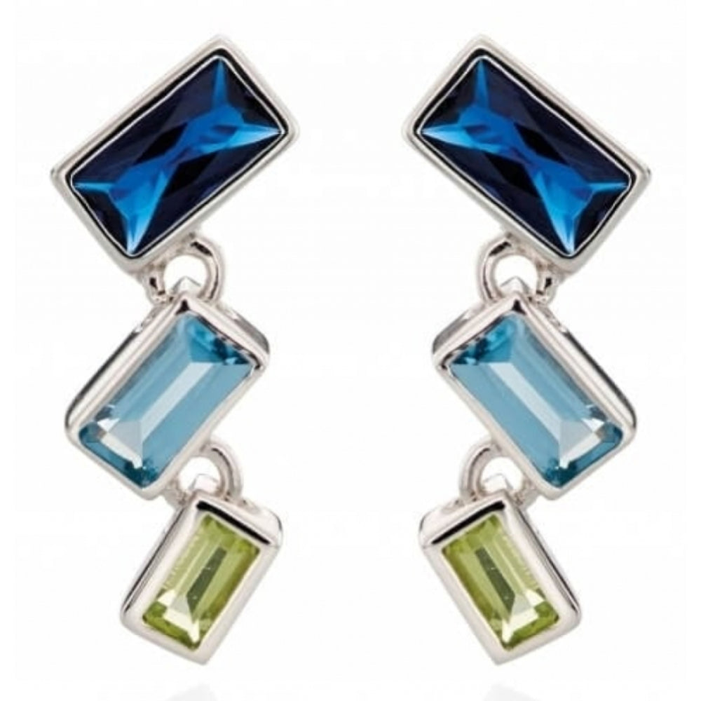 Blue Degradee Baguette Earrings