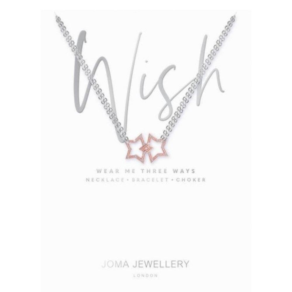 Wish - Rose Gold Pave Star Charm On Silver Necklace/Chocker/Bracelet