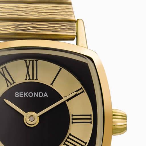 Heritage Black Dial With Gold Plated Case & Bracelet Strap Ladies Watch