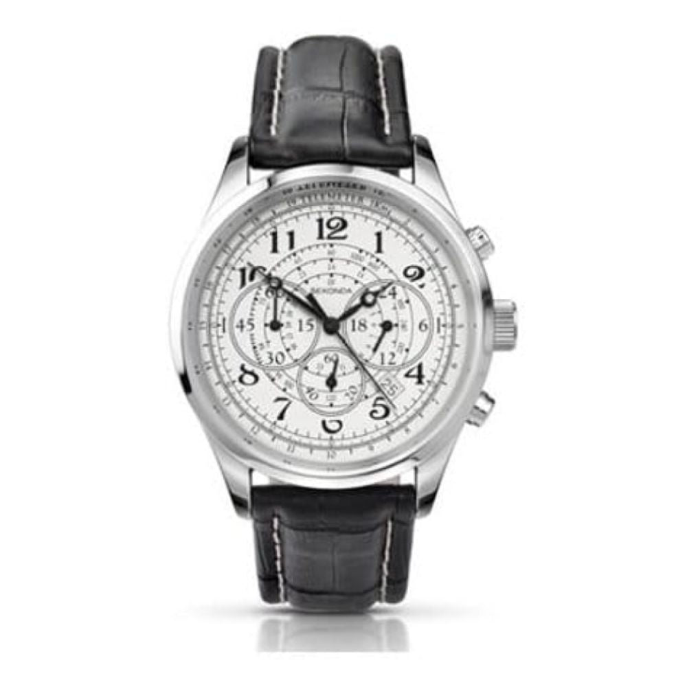 Black Leather Vintage Chronograph Watch
