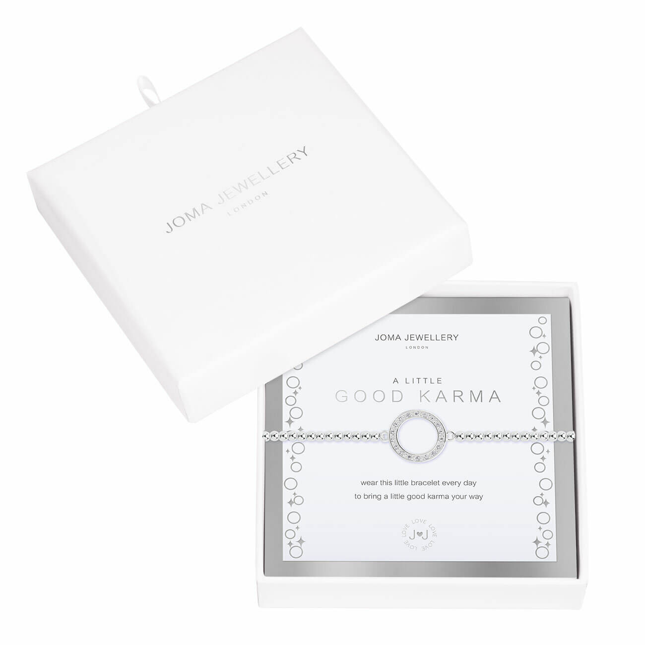 Beautifully Boxed A Littles | Good Karma | Silver | Bracelet | 17.5cm Stretch