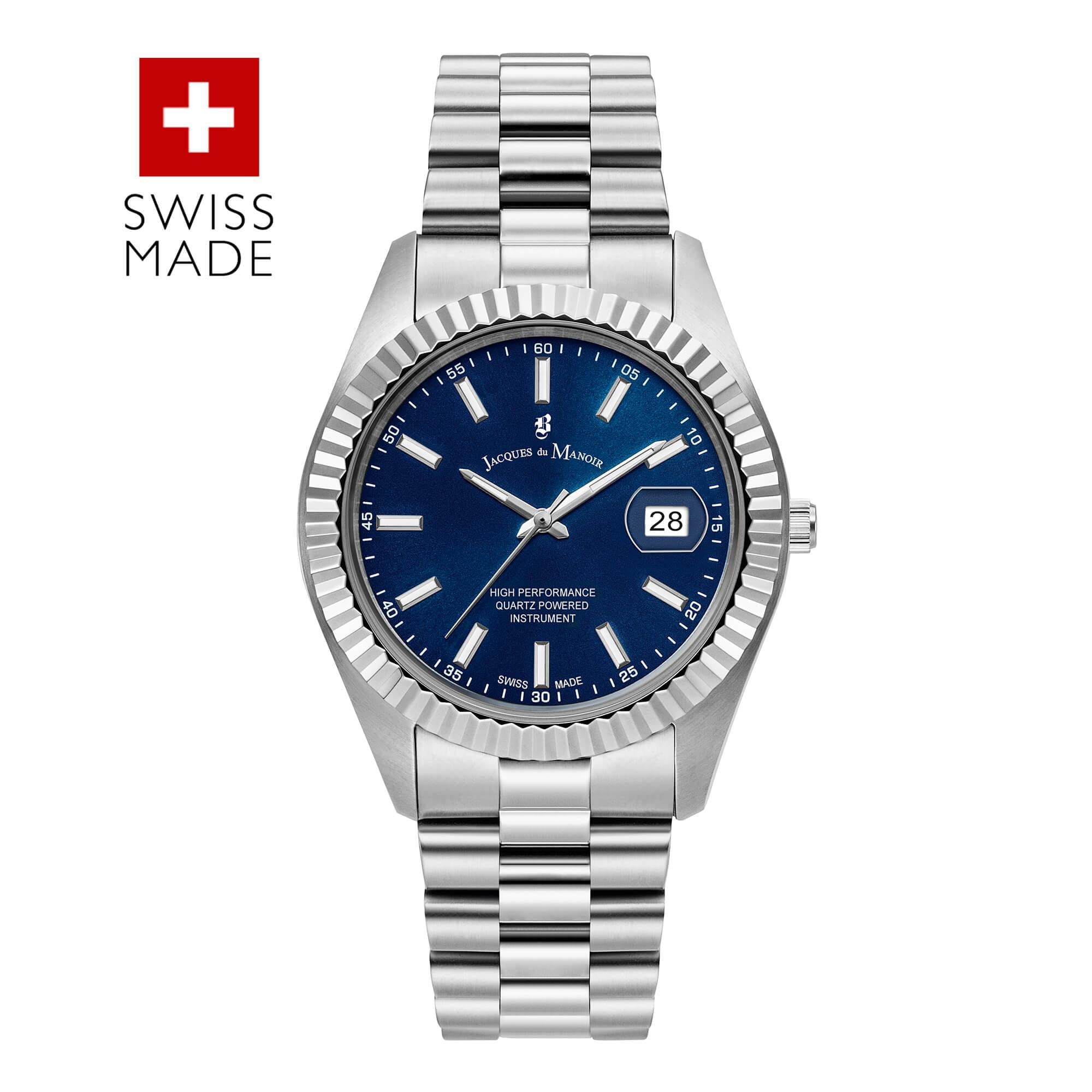 INSPIRATION BUSINESS Blue Dial With Silver Bracelet Strap Unisex Watch