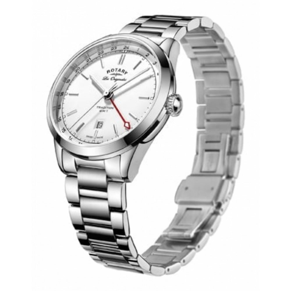 Swiss Made Stainless Steel Date Window GMT Gents Wristwatch