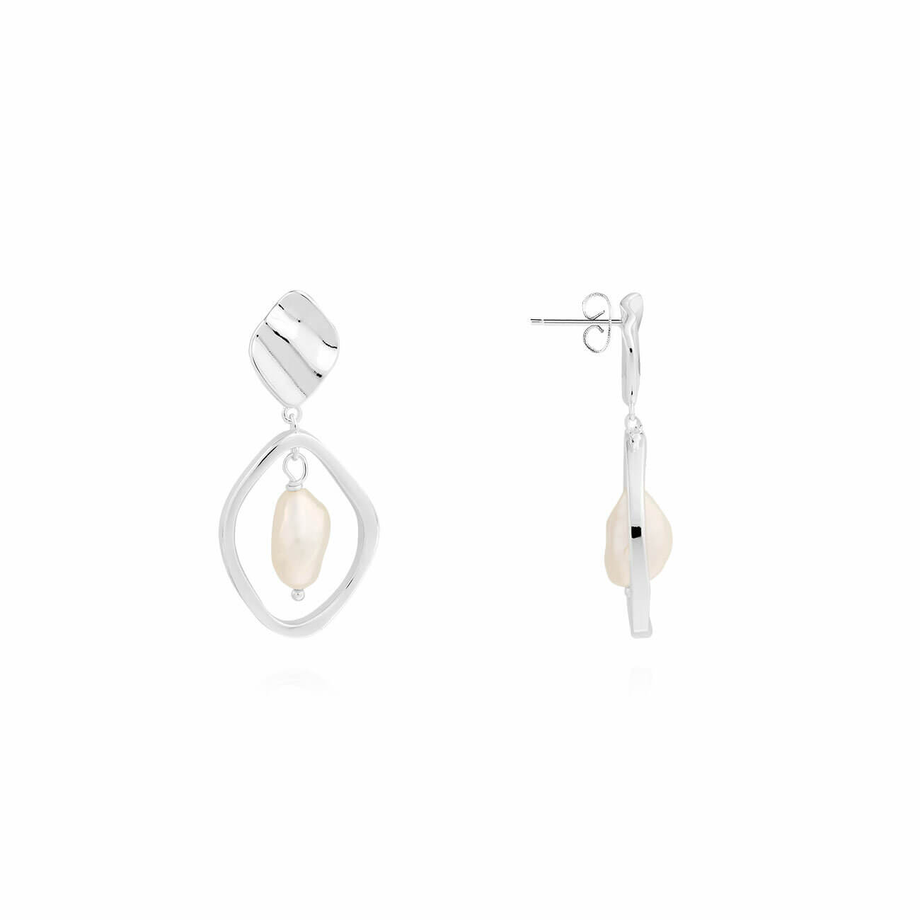 Statement Earrings | Silver | Wave Pearl | Earrings