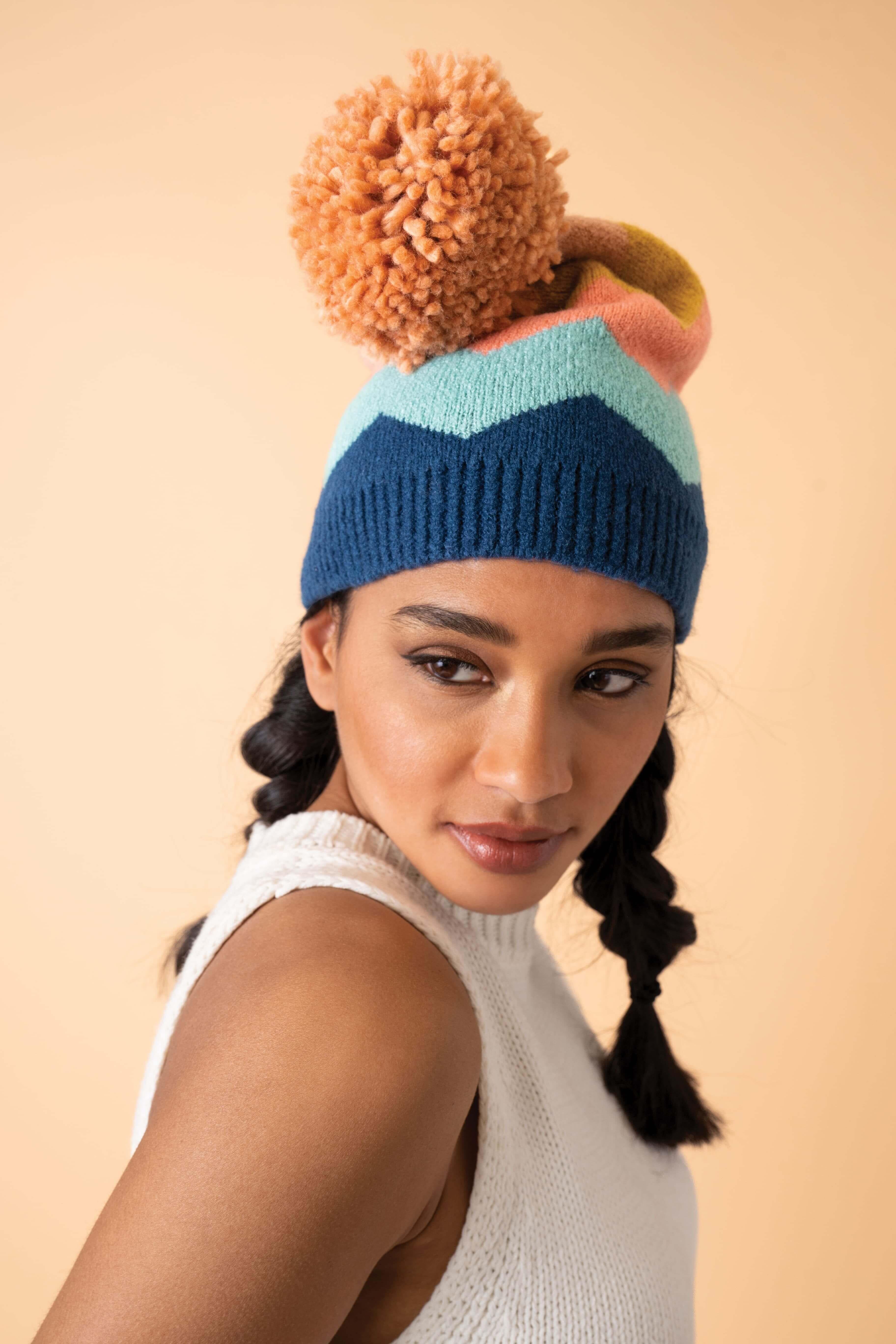 Nora Bobble Hat - Navy Mix