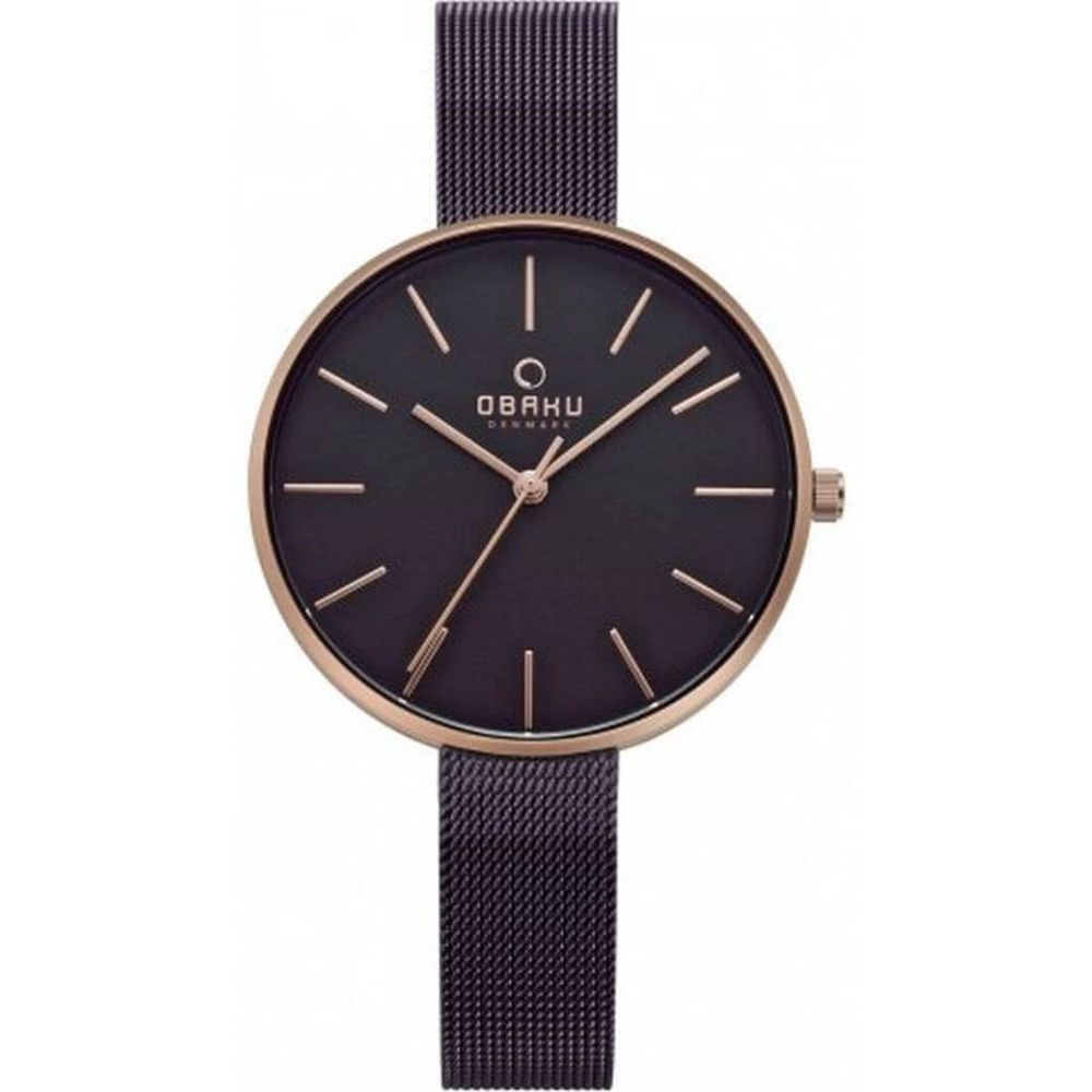 VIOL - WALNUT Brown Coated Mesh Strap & Dial With Rose Gold Tone Case Ladies Watch