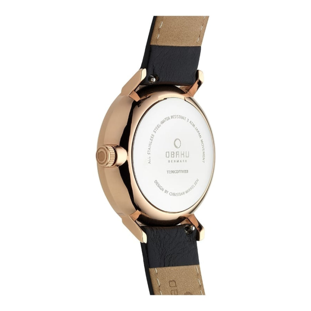 RISLEN - COAL Stainless Steel Leather Calf Date Display Watch