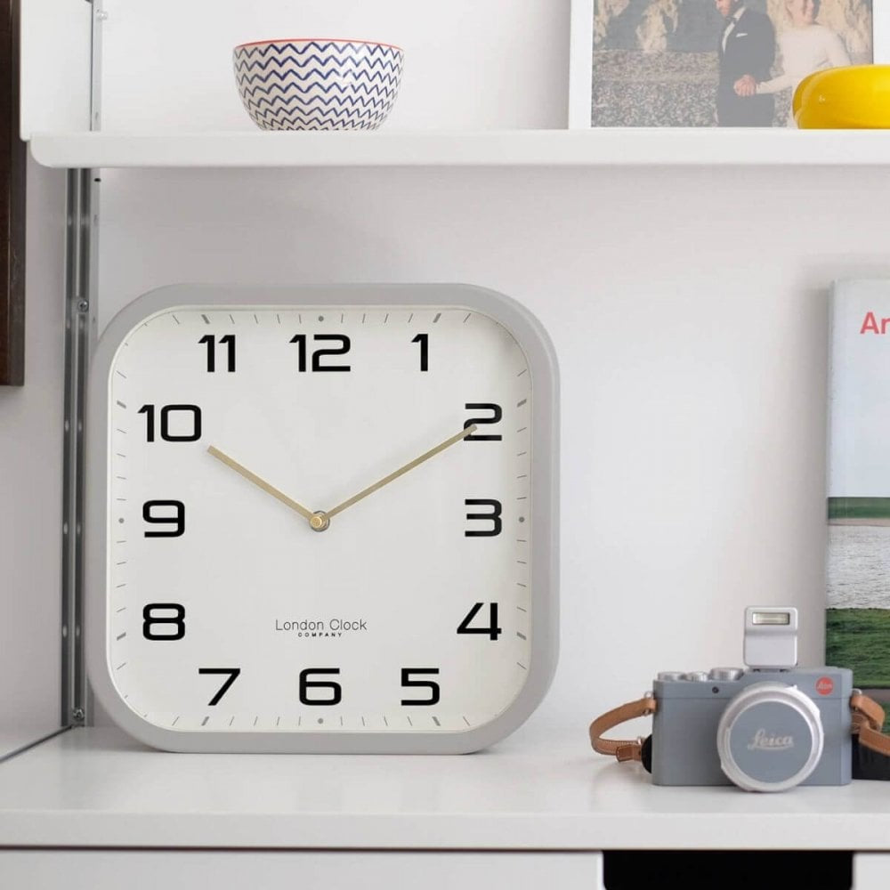 Square Grey Wall Clock