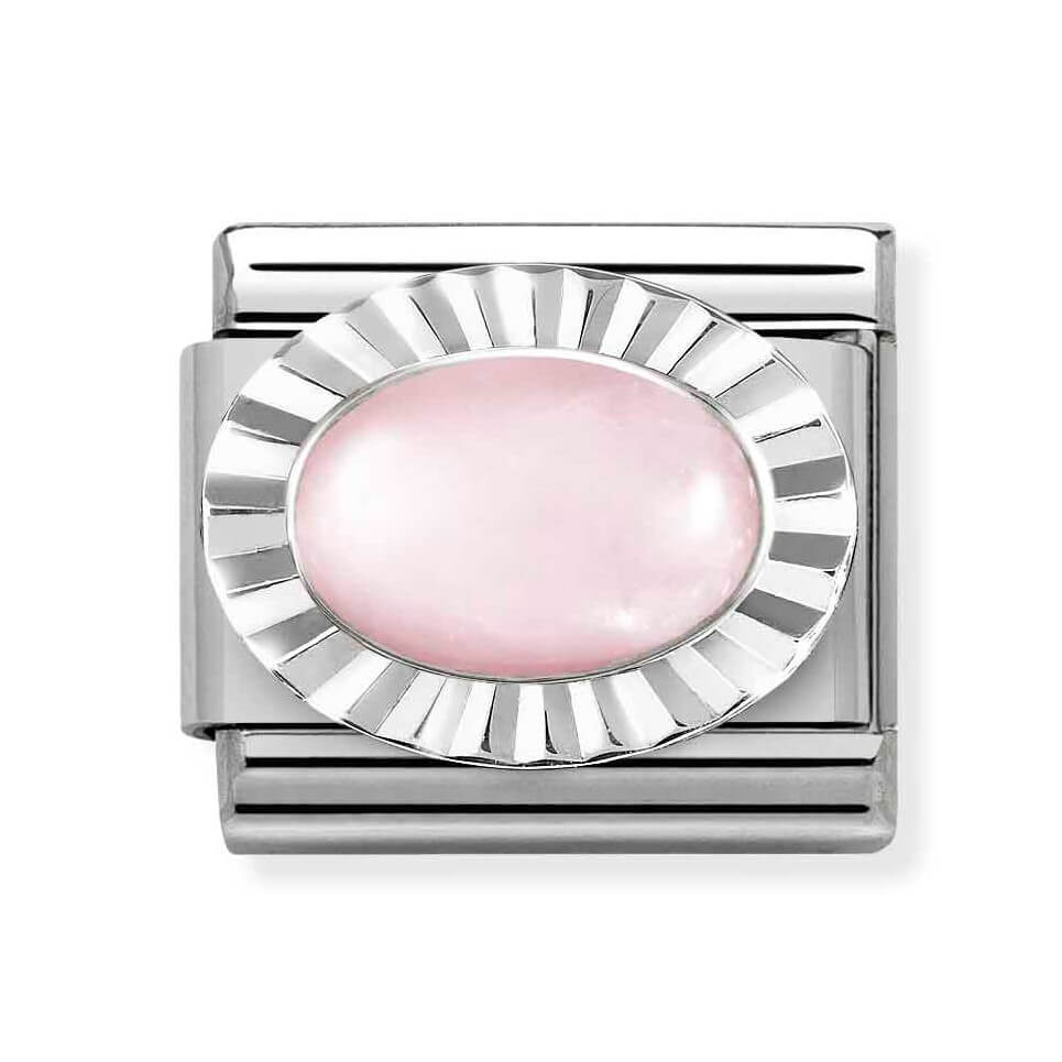 Classic Composable Link In Silver With Pink Quartz