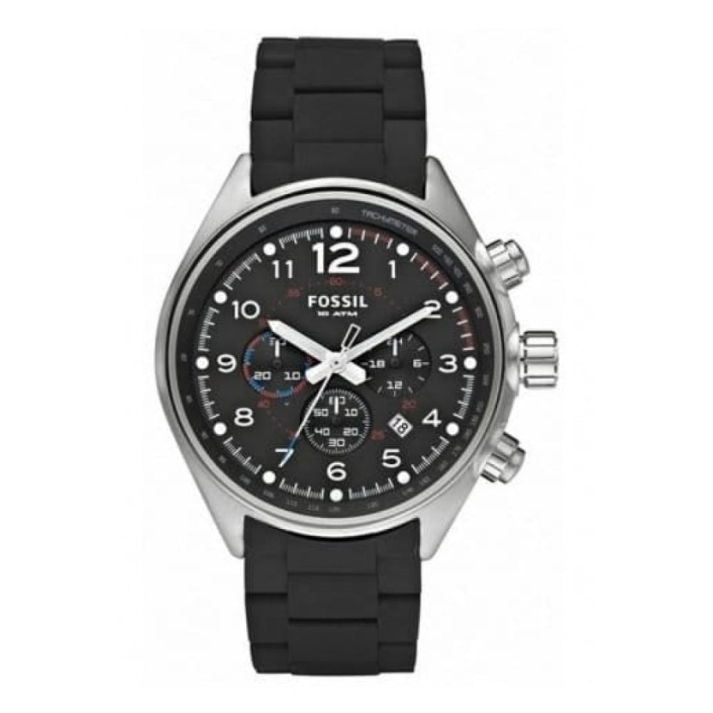 Fossil Chronograph Black Rubber Gents Wristwatch