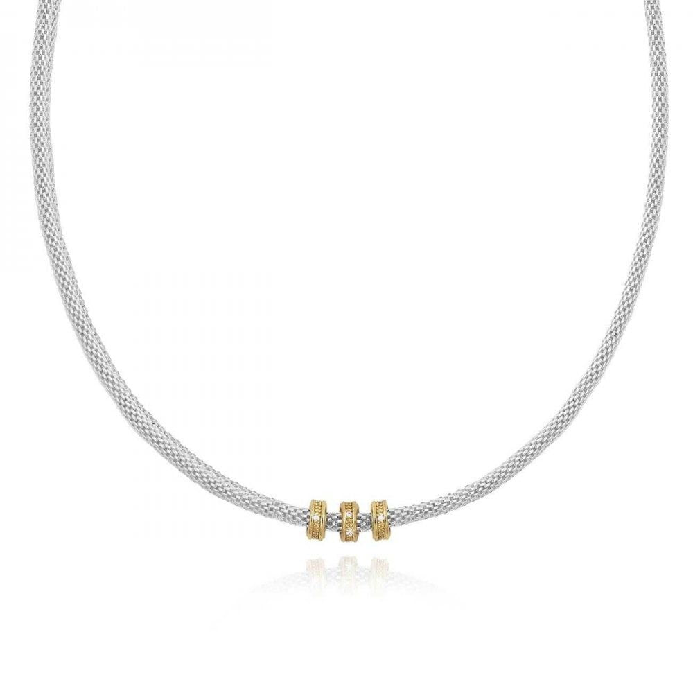 Halo Silver Venetian Chain Pave Charm Necklace