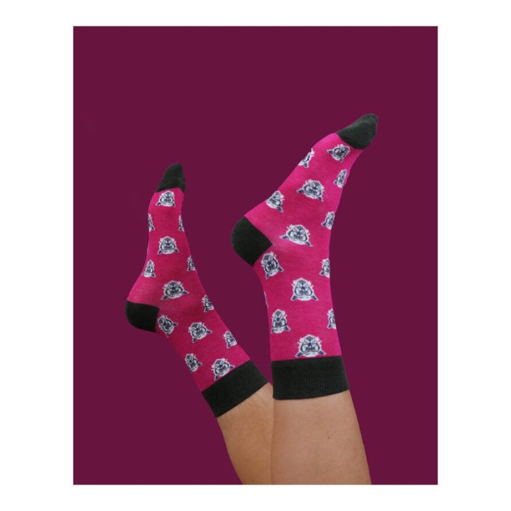 Men's Clever Westie Socks - Fuchsia