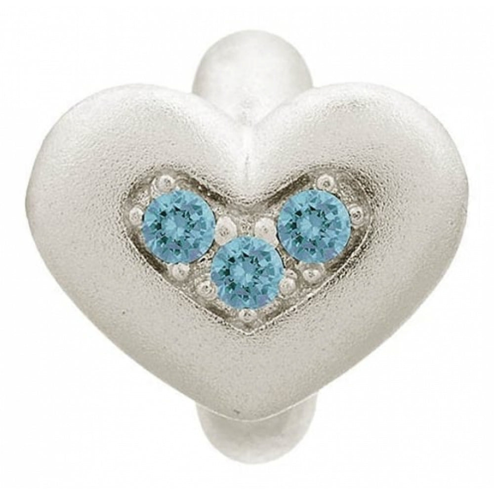 Blue CZ Sterling Silver Heart Charm