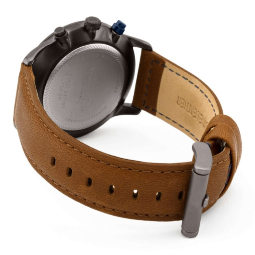 Tan Leather Strap Blue Multi Dial Gents Watch