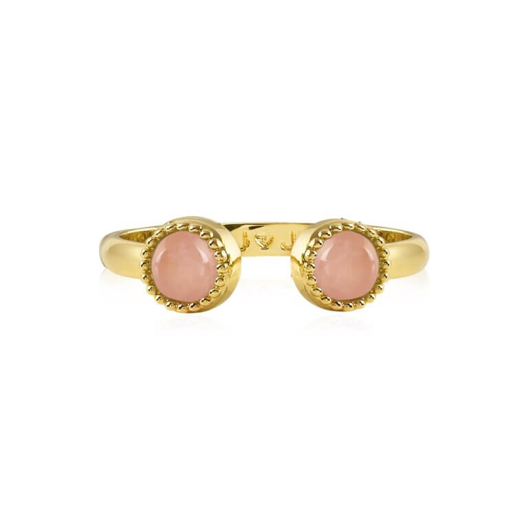 Capri Rose Quartz Ring- Gold- Size M