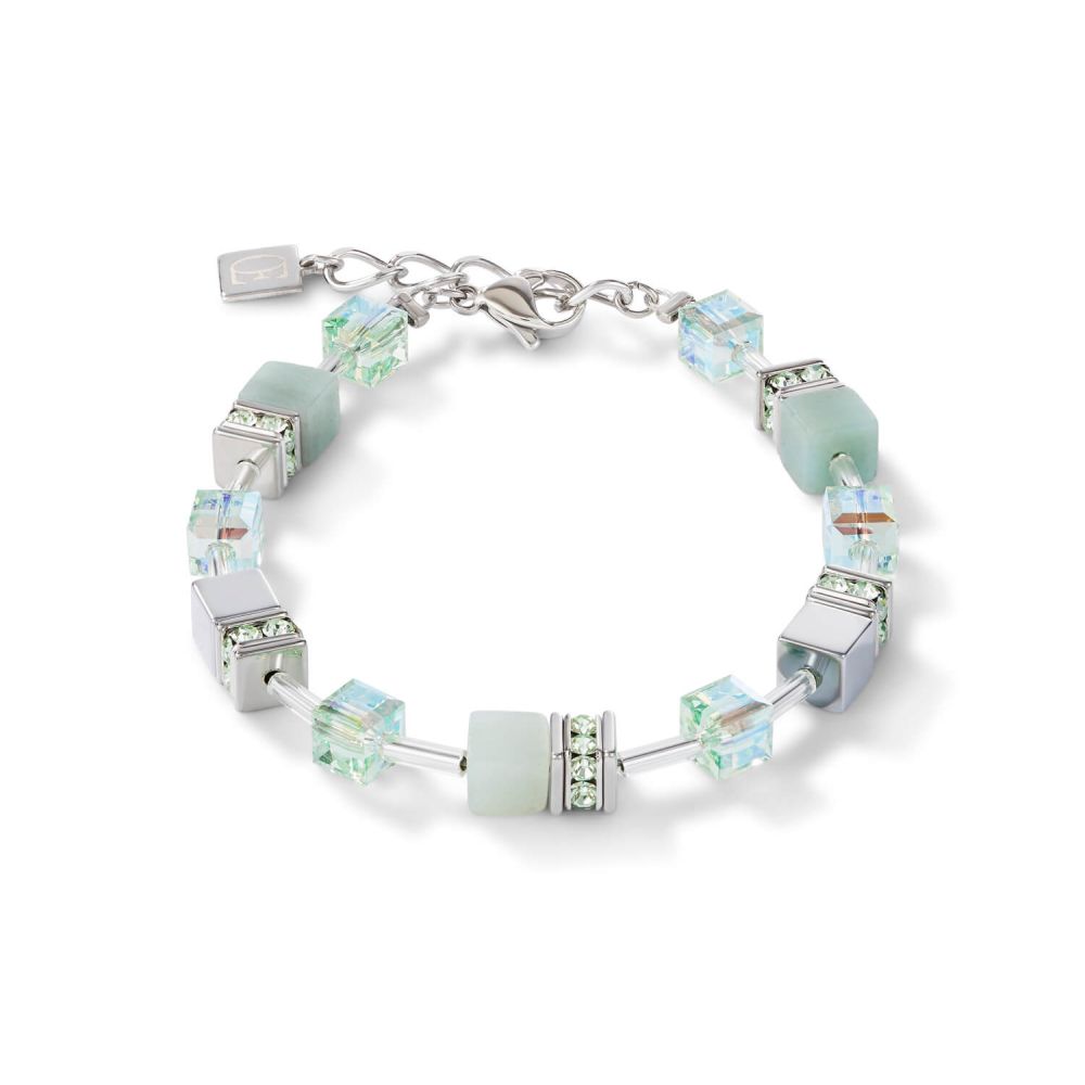 Amazonite & Haematite Light Green Geo Cube Bracelet