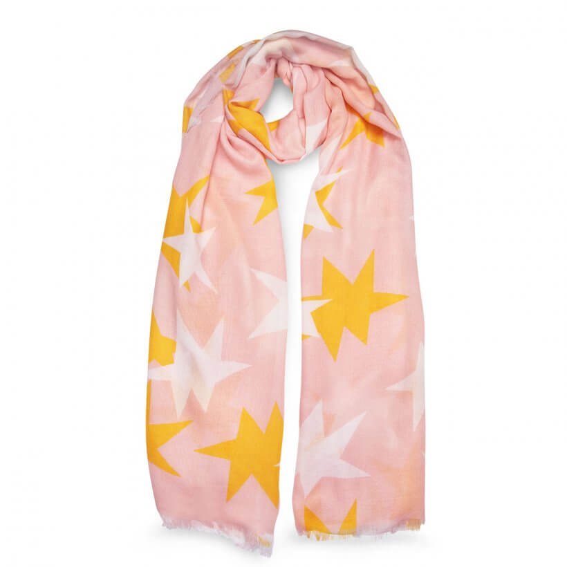 Printed Scarf | Large Star Print | Blush Pink