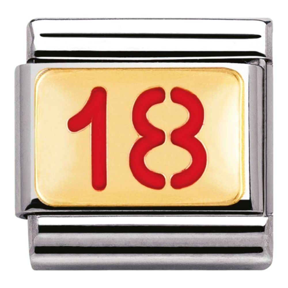 Classic 18ct Gold With Red Enamel '18' Link