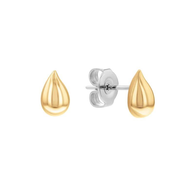 Sculptured Drops Gold Tone Stud Earrings