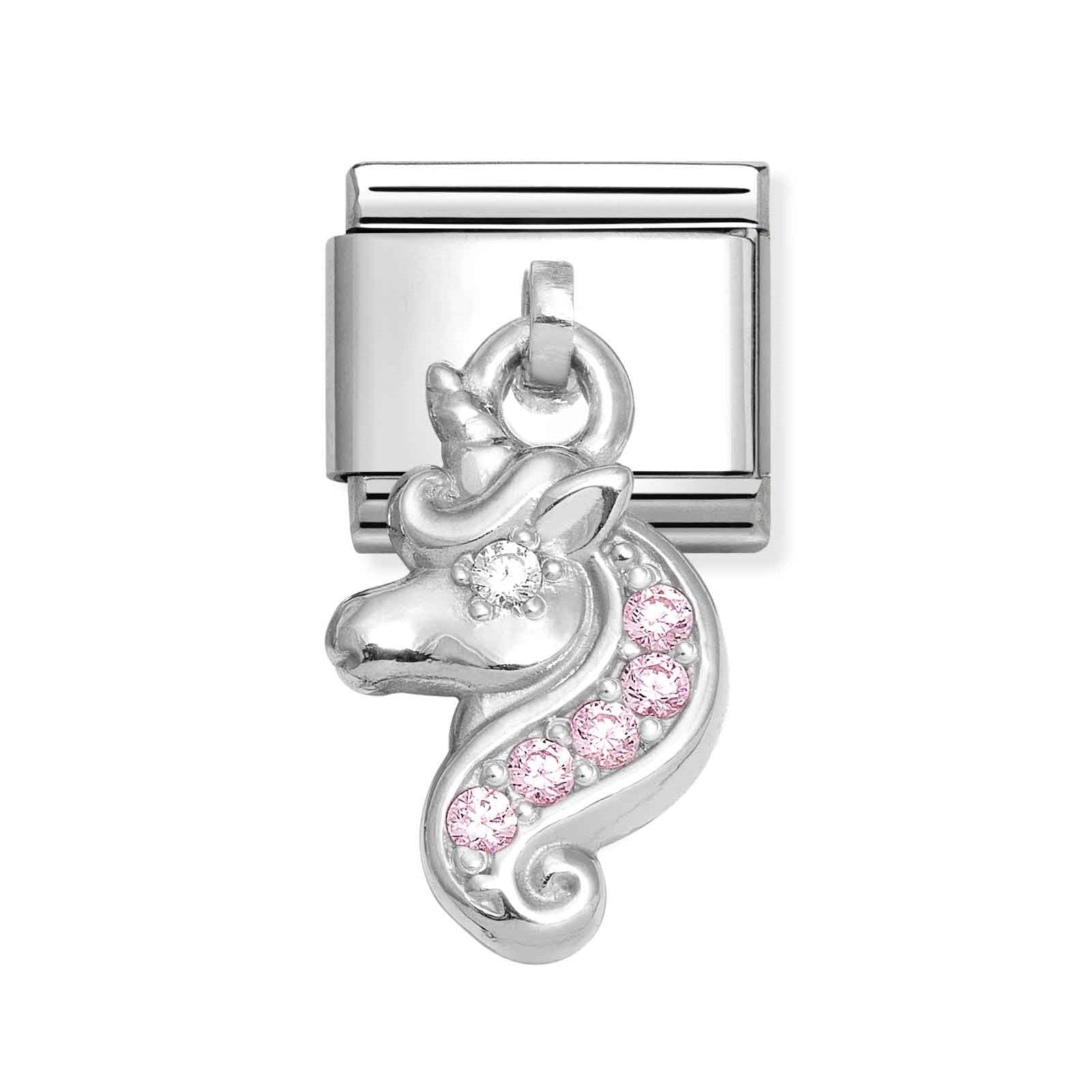 Composable Classic Link With Unicorn Charm in 925 Silver With Pink CZ