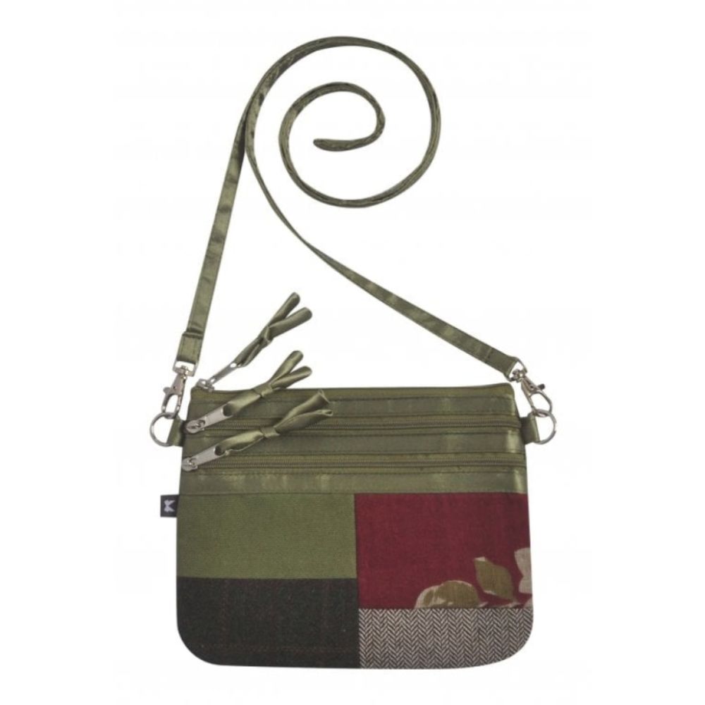 Red Vintage Flower Patchwork 3 Zip Pouch