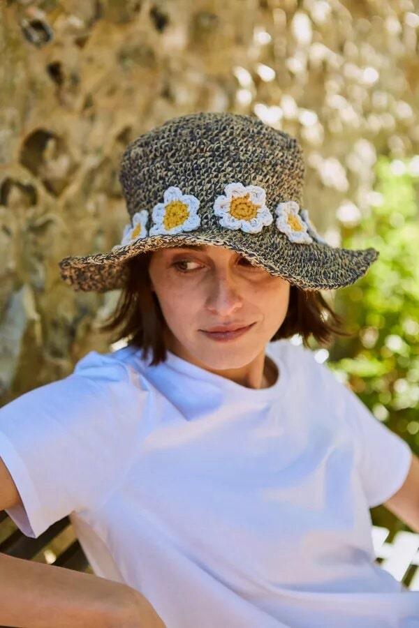 Daisy Chain Hemp/Cotton Hat In Denim