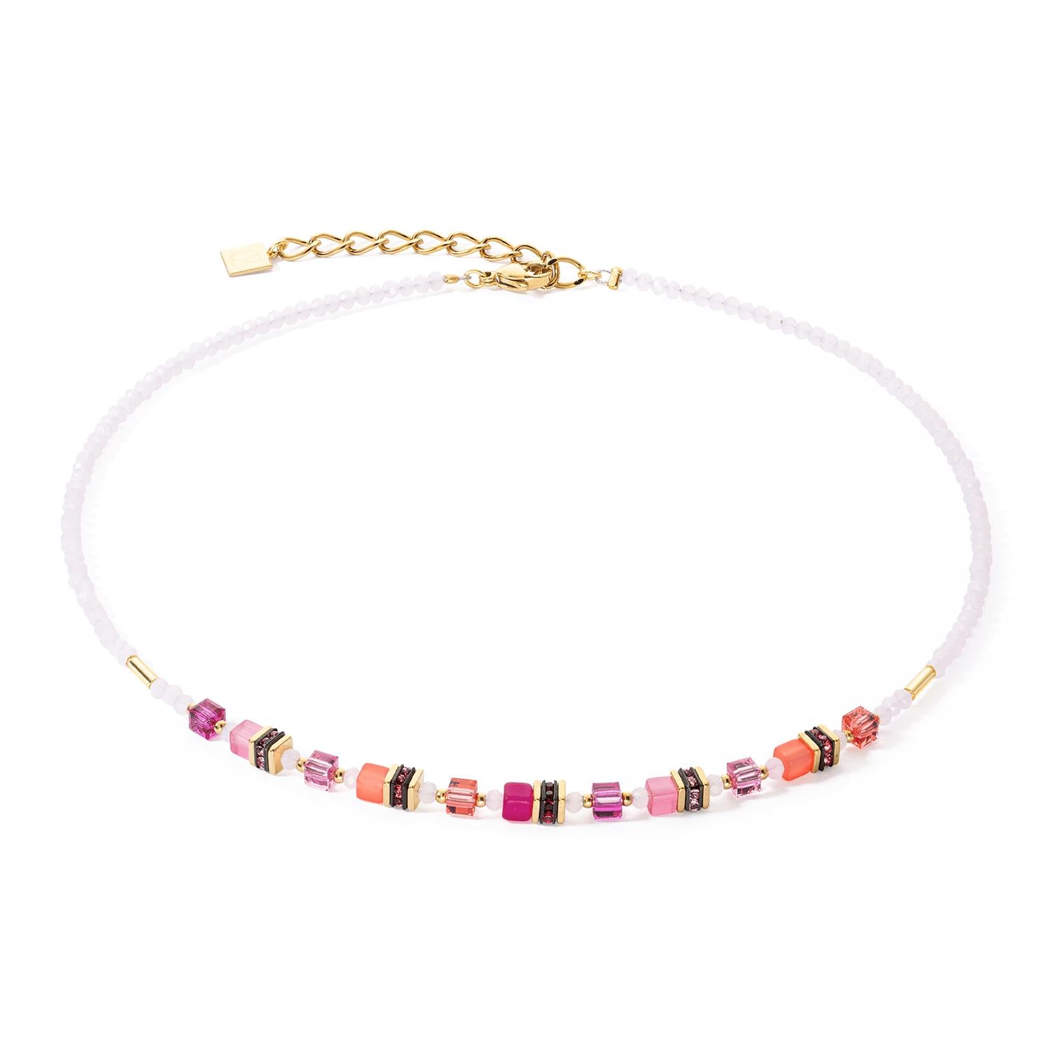 Mini Cubes Magenta Necklace