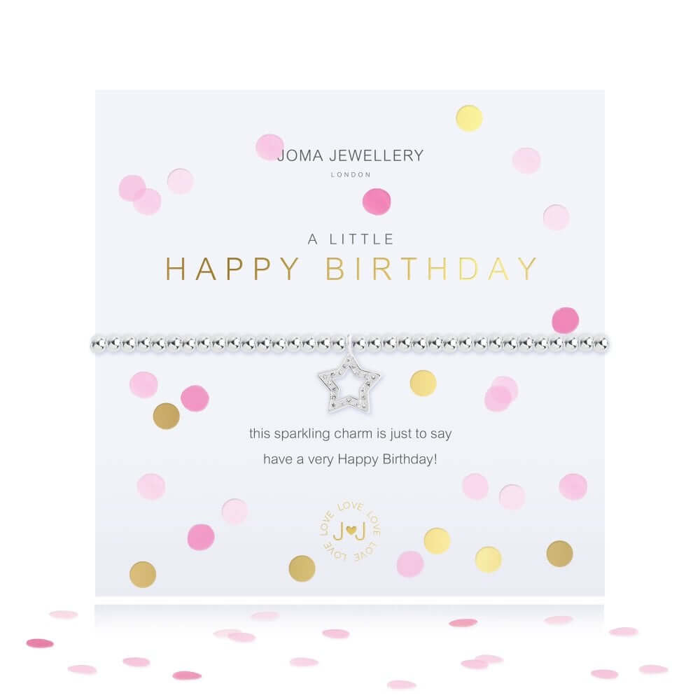 Confetti A Little | Happy Birthday | Silver | Bracelet | 17.5cm Stretch