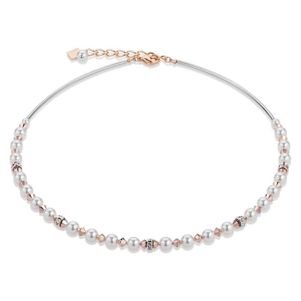 Rose Gold Necklace With Crystal Pearls