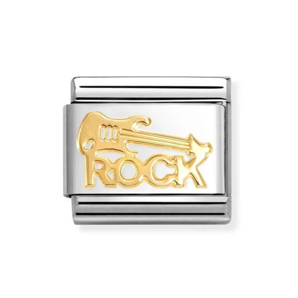 Composable Classic Link Rock With Electric Guitar Symbol In 18K Gold
