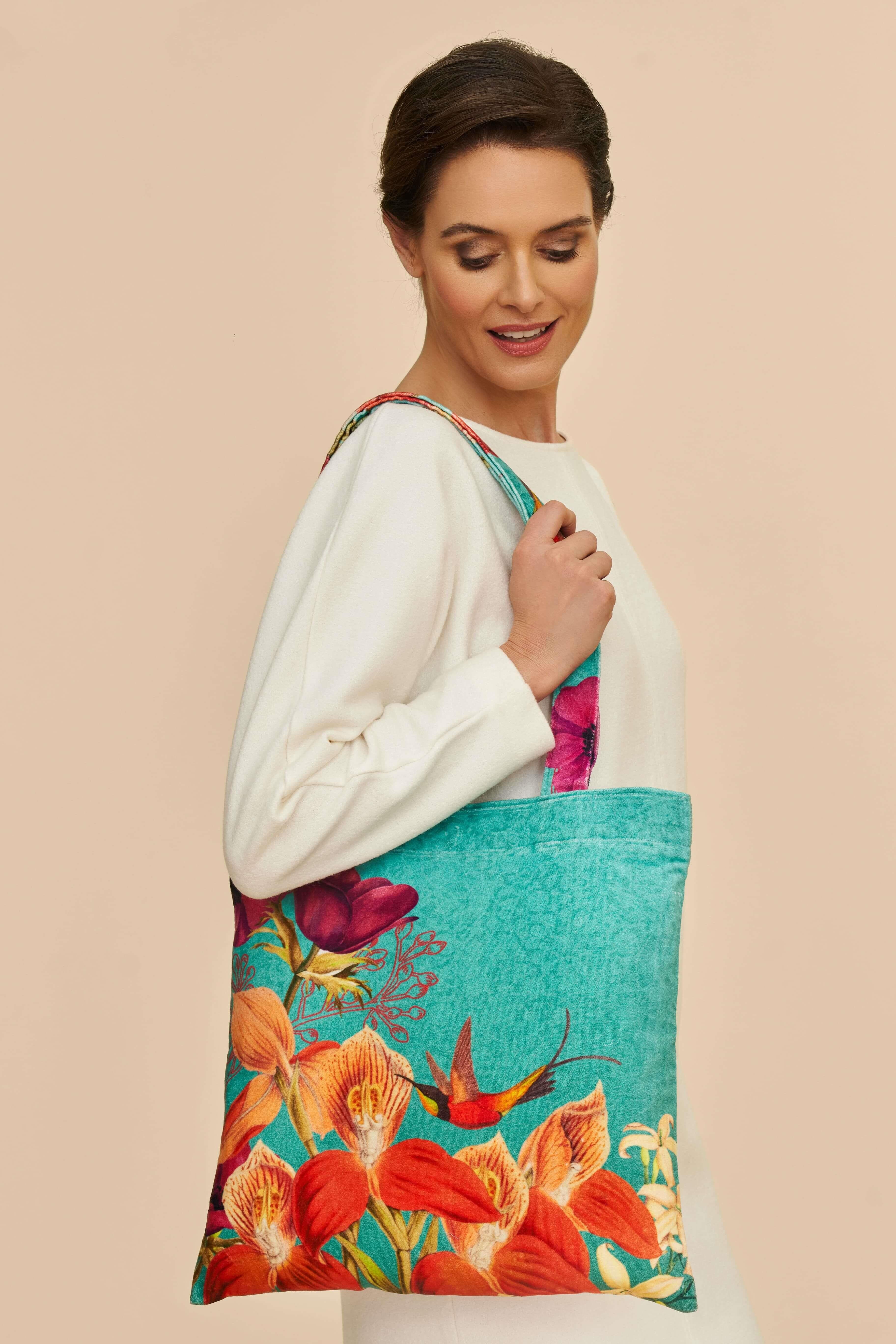 Velvet Tote Bag - Hummingbird at Dusk