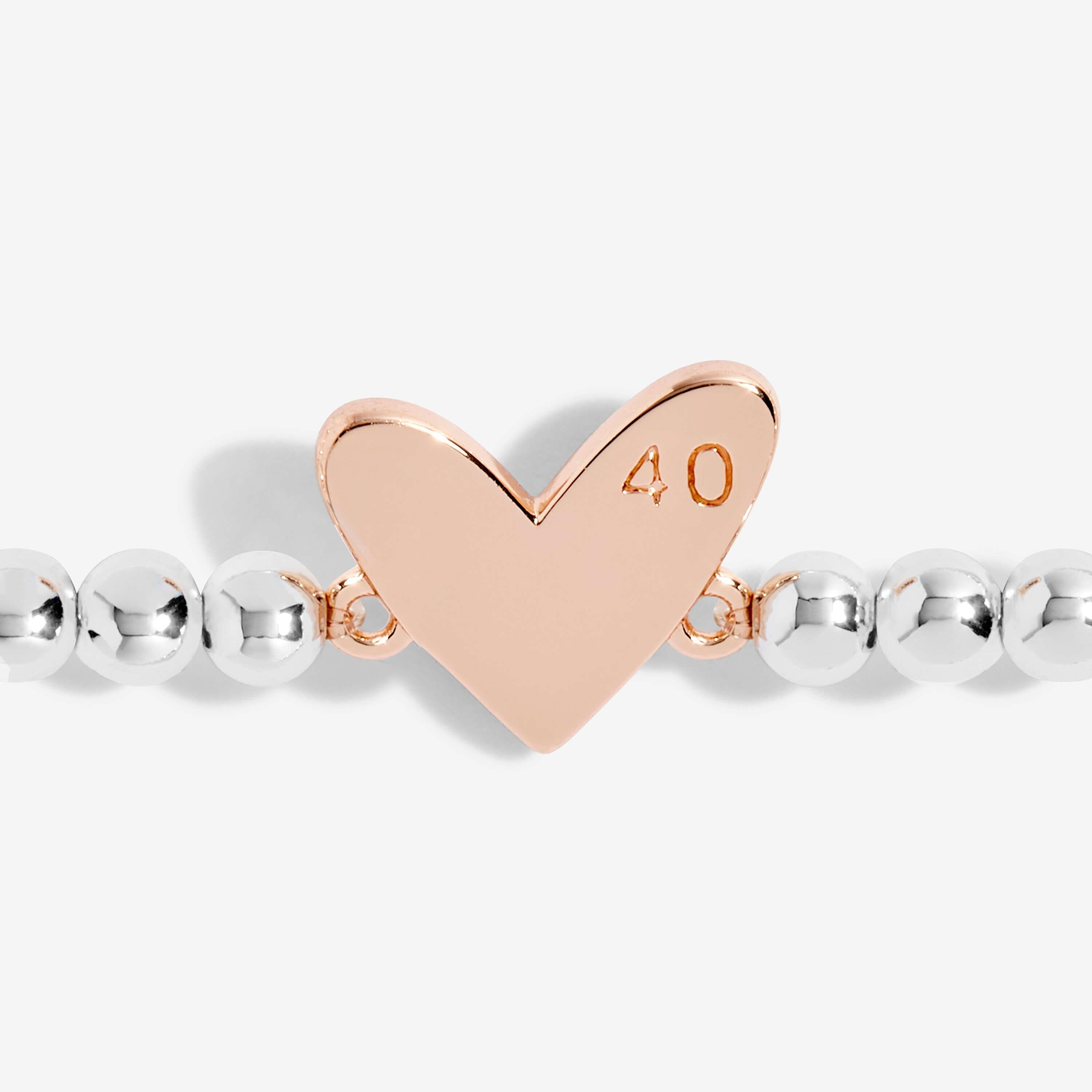 Beautifully Boxed A Littles | Happy 40th Birthday | Silver | Bracelet | 17.5cm Stretch