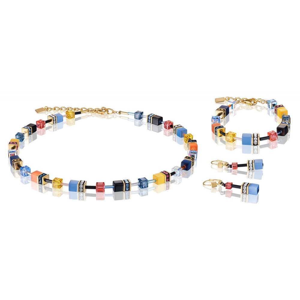 Geo Cube Multicolour Gold Plated Necklace