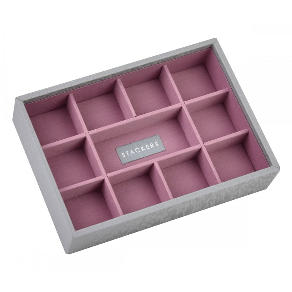 Dove Grey Mini 11 Section Stackers Antique Rose Lining
