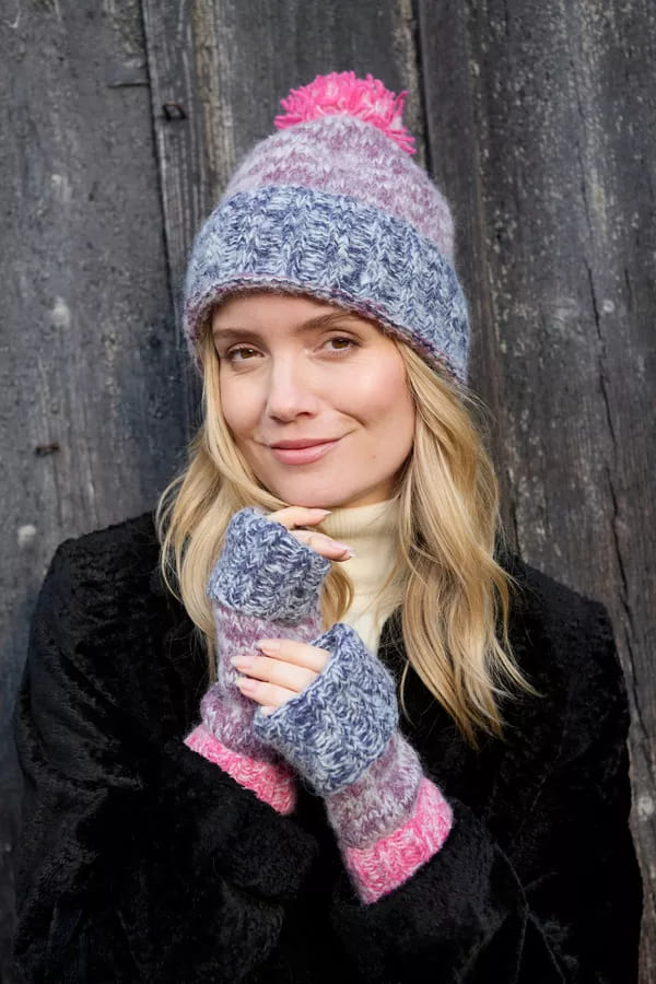 Berlin Bobble Beanie Purple