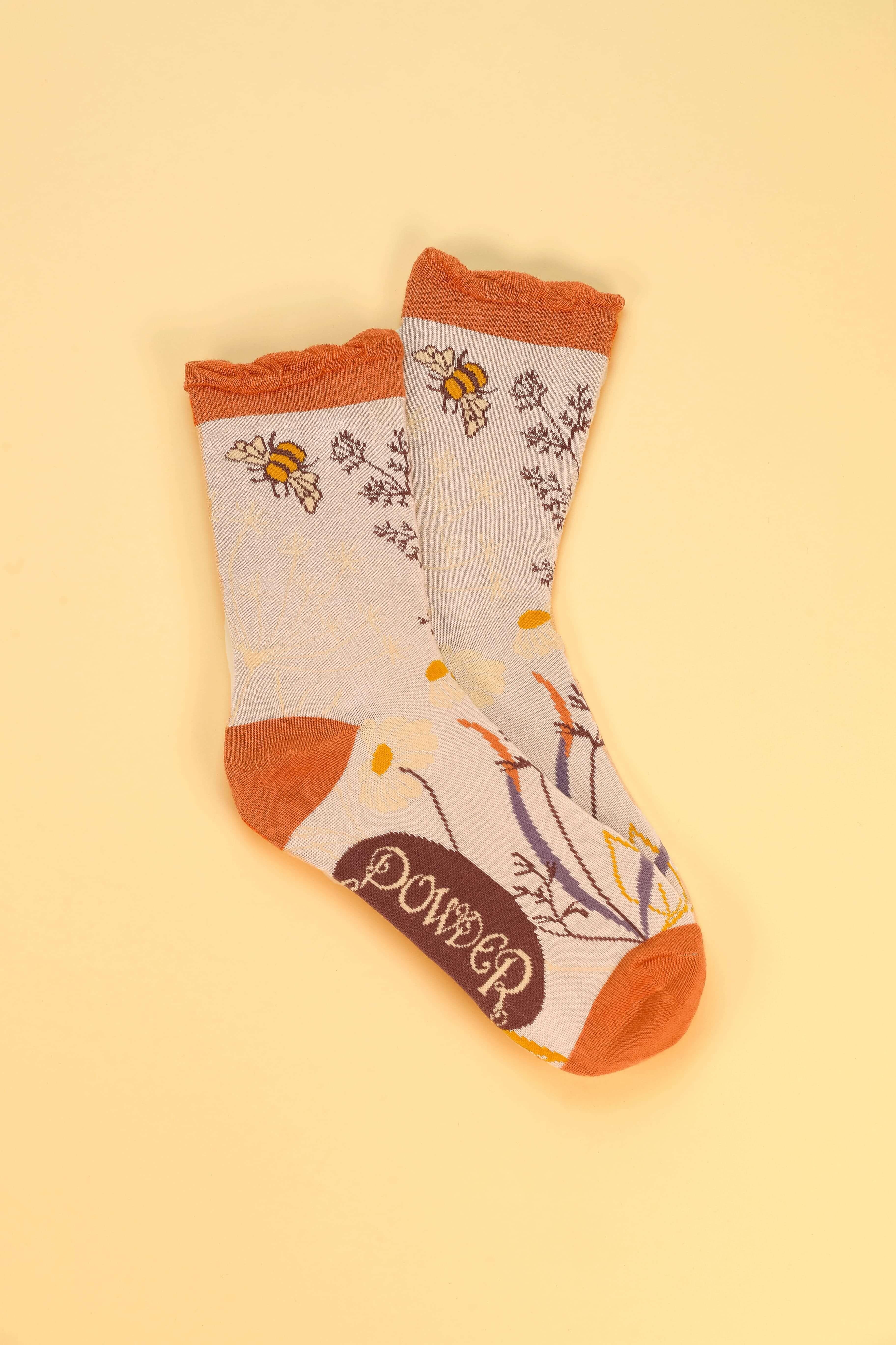 Summer Meadow Ankle Socks - Stone