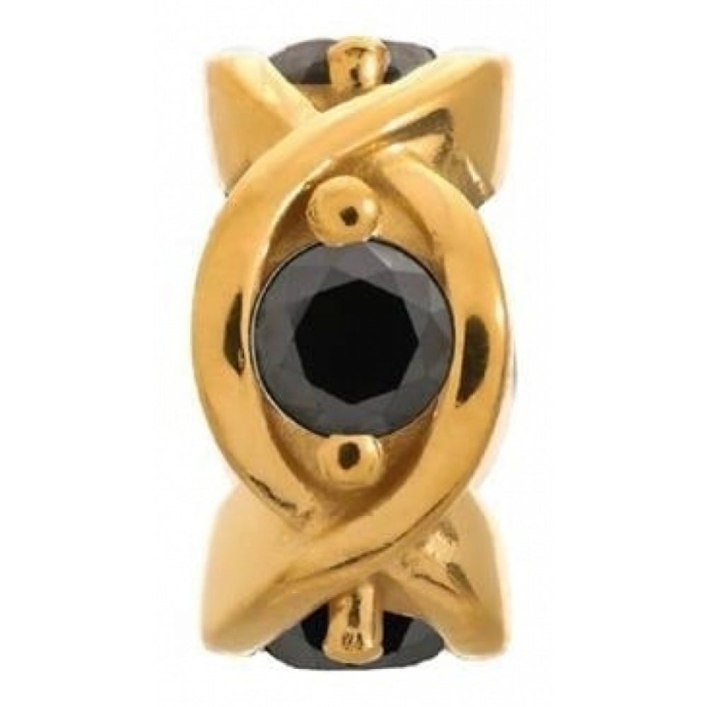 Gold Plated Black CZ Infinity Round Charm