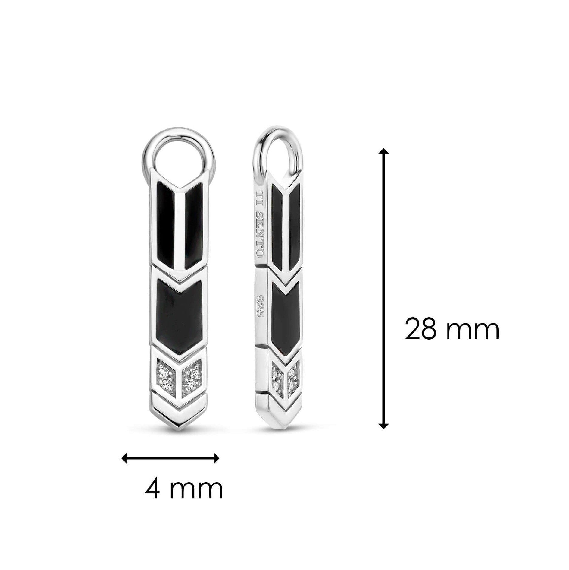 Black Onyx Feather Pattern Ear Charm