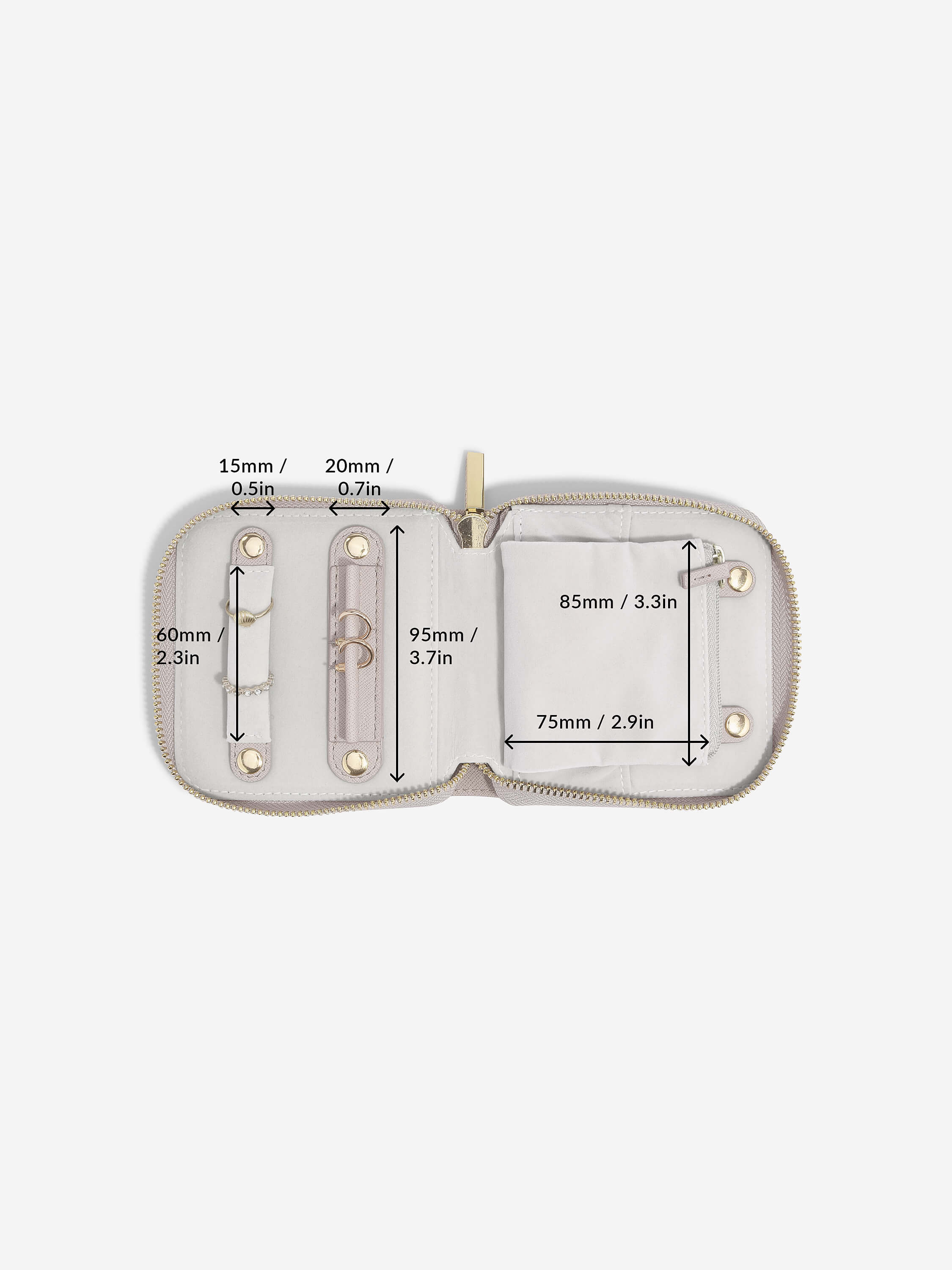 Taupe & Gold Compact Jewellery Roll