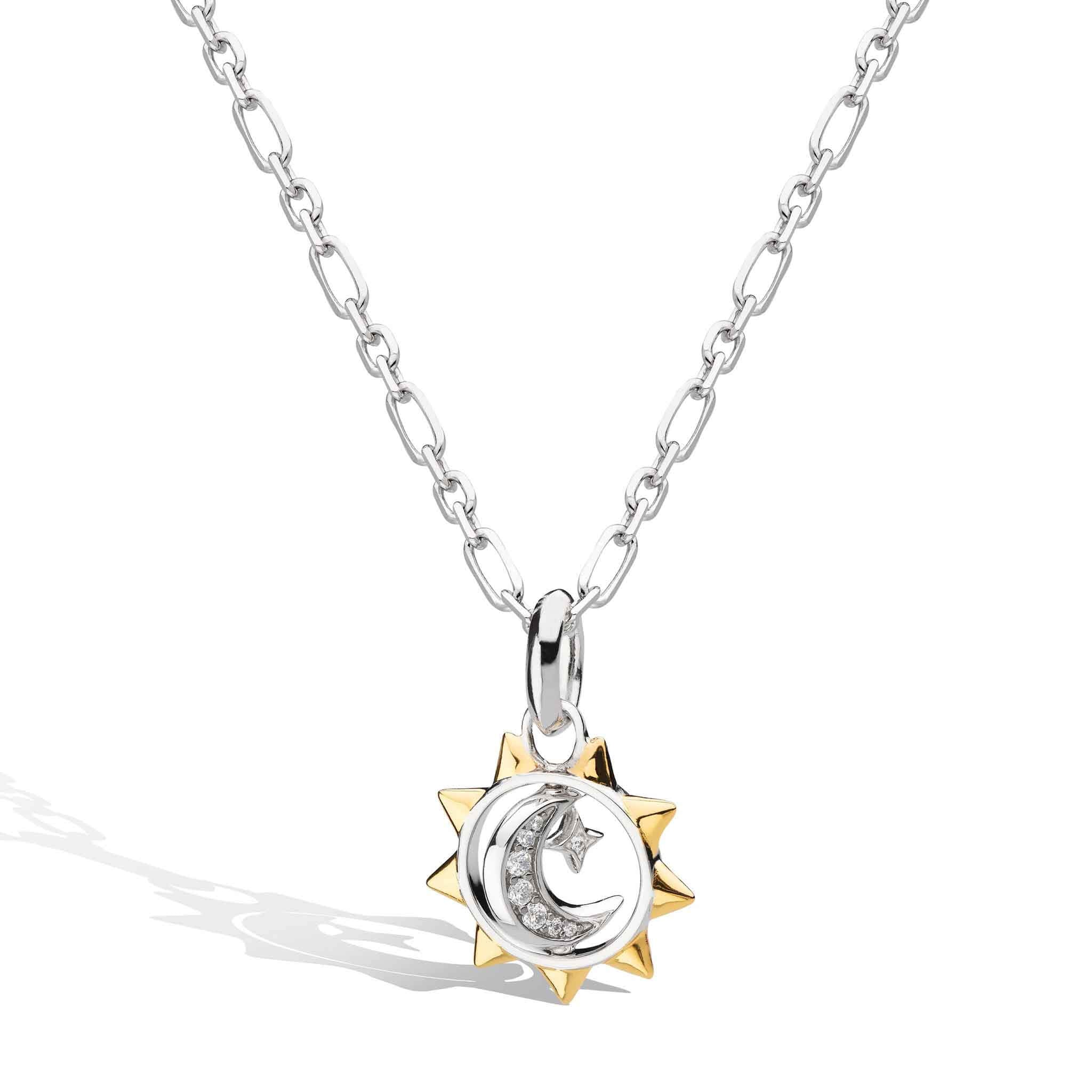 Celeste Pave CZ Sun, Moon & Star Spinner Necklace