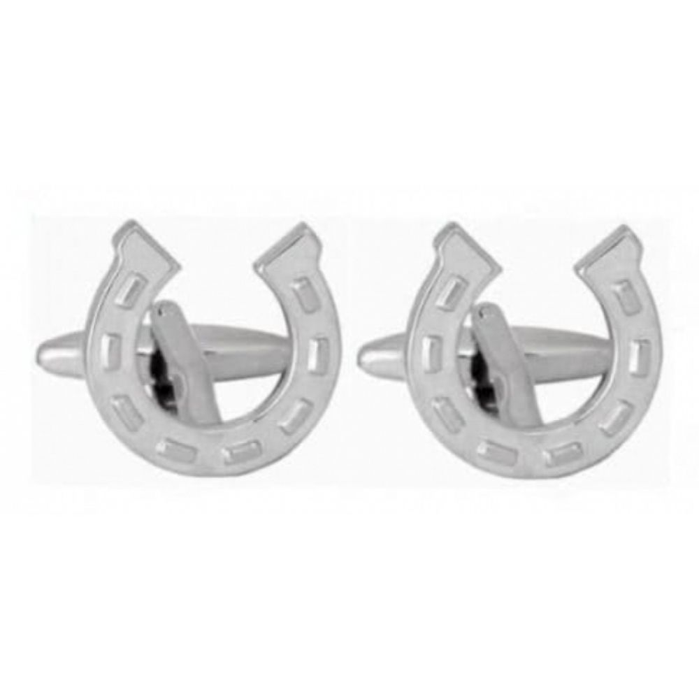 Rhodium Plated Horseshoe Cufflinks