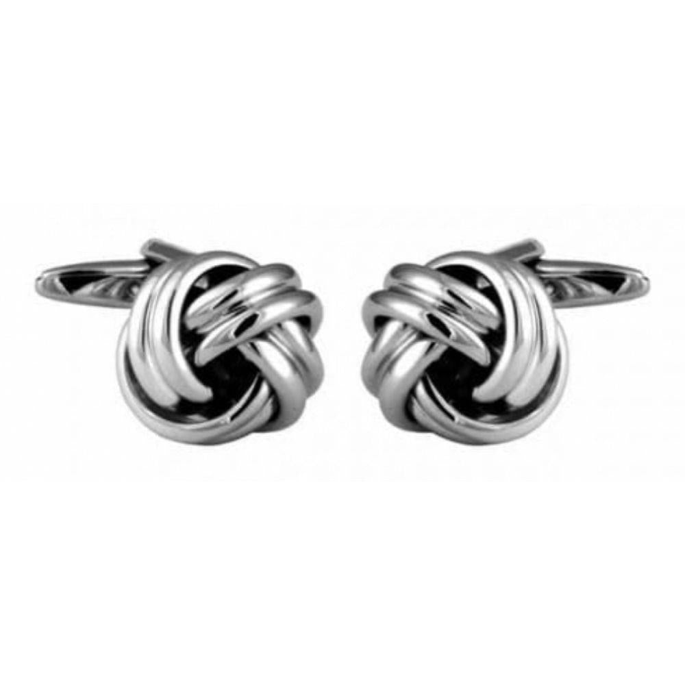 Open Rounded Knot Rhodium Cufflinks