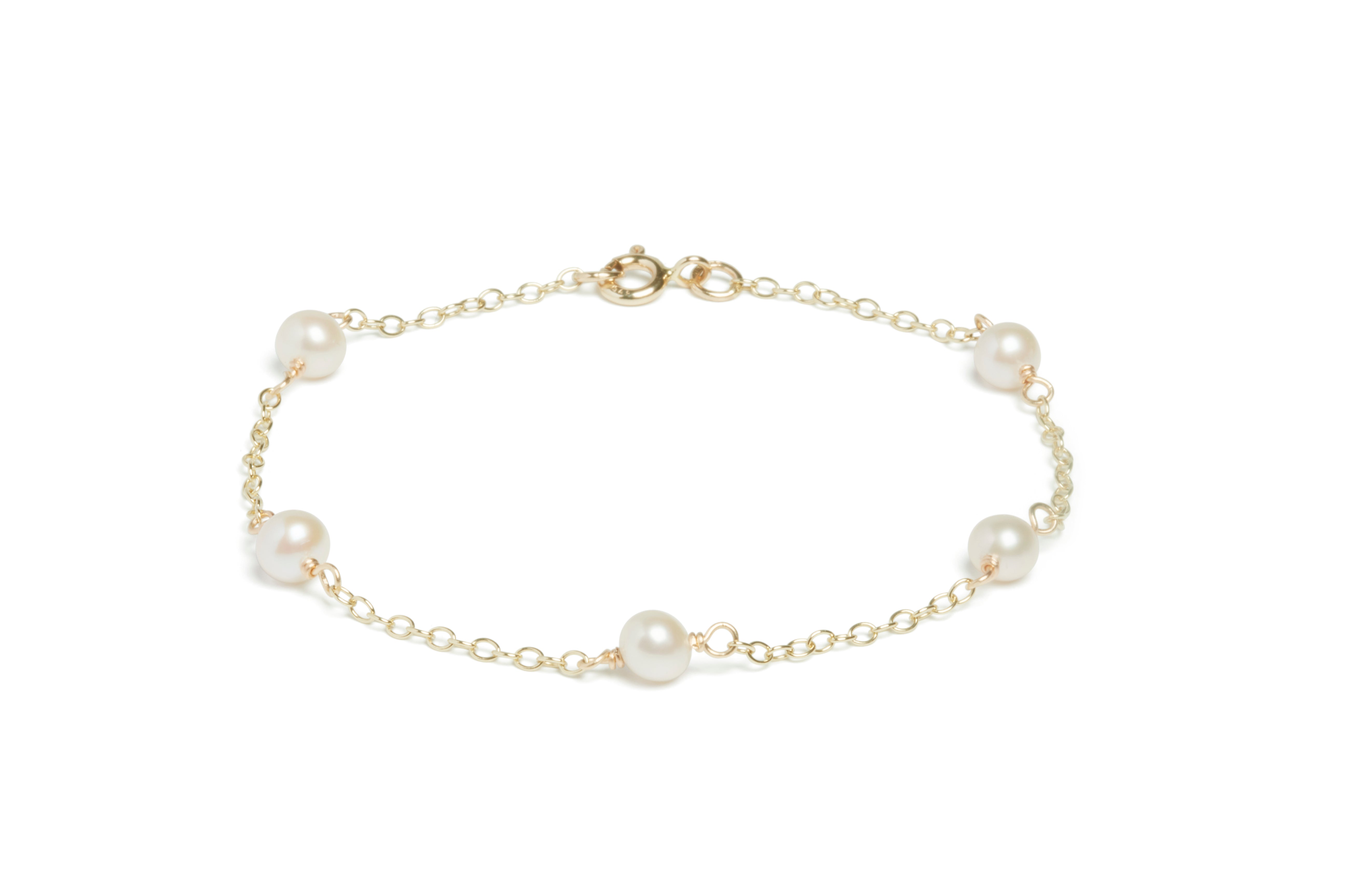 Trace Chain 5-5.5mm Cultured River Pearl YG Bracelet