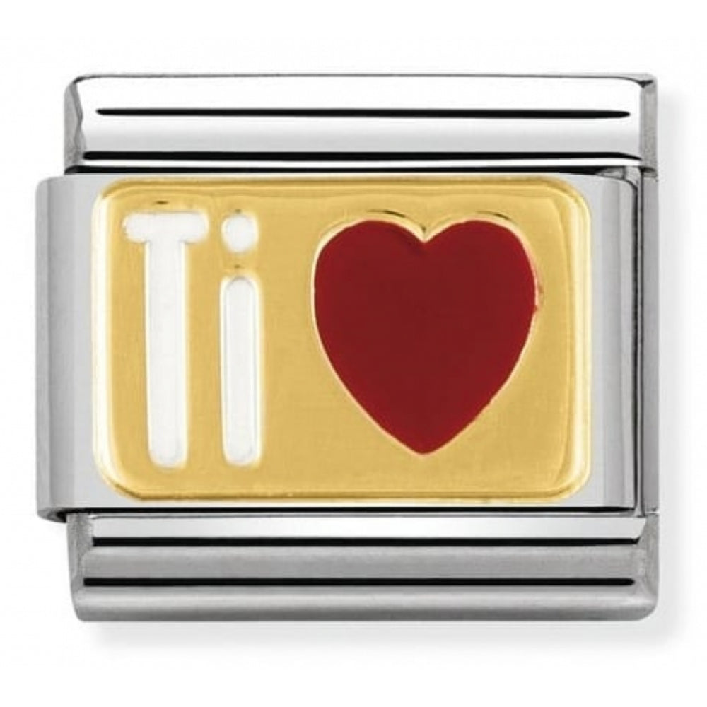 Classic TI AMO (WHITE) In Stainless Steel With Enamel & 18k Gold Charm