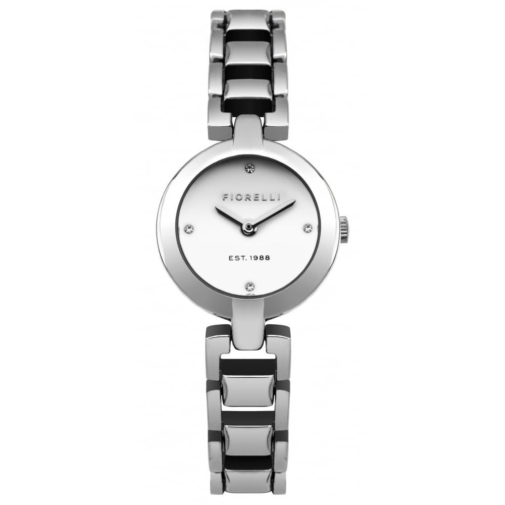 Silver Tone Bracelet Ladies Watch With White Dial